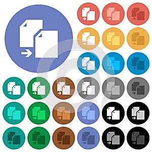 Copy document solid round flat multi colored icons