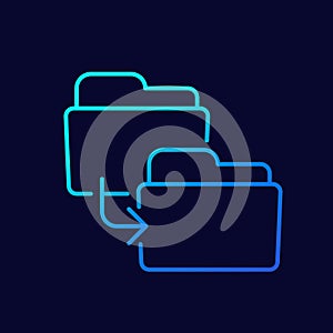 copy folder icon, thin line vector