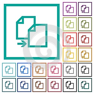 Copy item flat color icons with quadrant frames