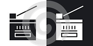 Copy machine thin line vector icon set