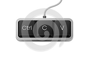 Copy Paste button combination. Computer Keyboard. Word on pc computer keyboard. Vector illustration.