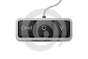 Copy Paste button combination. Computer Keyboard. Word on pc computer keyboard. Vector illustration.