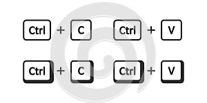 Copy and paste key icon set. Computer keyboard buttons illustration symbol. Sign copy and paste combination vector