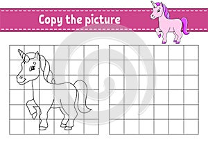 Copy the picture. Coloring book pages for kids. Education developing worksheet. Game for children. Handwriting practice. Cartoon