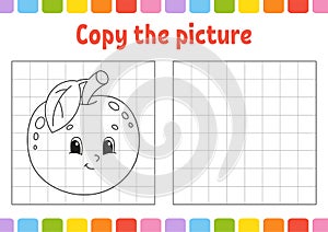 Copy the picture. Coloring book pages for kids. Education developing worksheet. Game for children. Handwriting practice. Funny