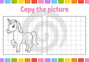 Copy the picture. Coloring book pages for kids. Education developing worksheet. Game for children. Handwriting practice. Funny