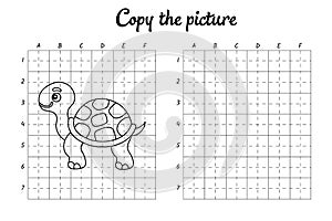 Copy the picture. Draw by grid. Coloring book pages for kids. Handwriting practice, drawing skills training. Education developing