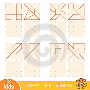 Copy the picture, education game for children. Draw geometric and natural ornaments