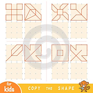 Copy the picture, education game for children. Draw geometric and natural ornaments photo