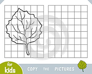 Copy the picture, game for children, Aspen leaf