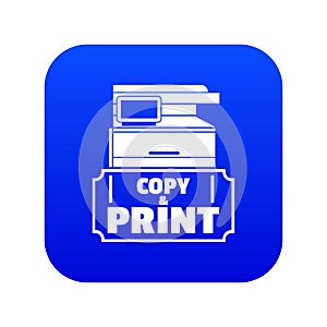 Copy and print icon blue vector