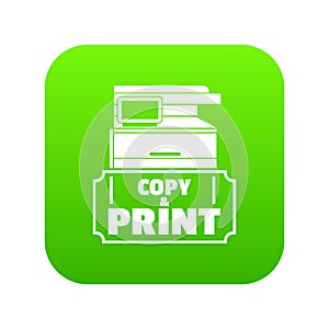 Copy and print icon green vector