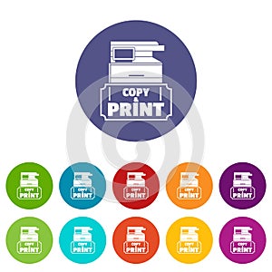 Copy and print icons set vector color photo