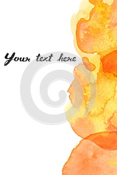 Copy space between Brown orange yellow watercolor background