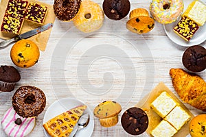 Copy Space Frame with Cakes, Cookies and Dessert Food