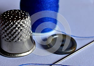 Copy space frame with sewing tools and accessories