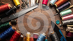 Copy Space Image Of Sewing Tools Set For Crafts And Design
