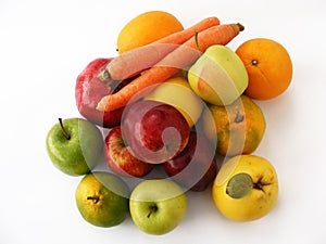 Copy space for logo and graphics green apple, carrot, quince, pomegranate red apple pictures