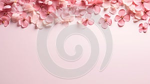 copy space with spring flowers pattern on pink background