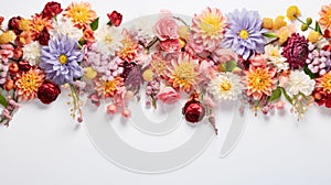 copy space with spring flowers pattern on white background