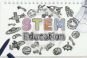 Copy space on STEM education background. STEM - science, technology, engineering and mathematics background