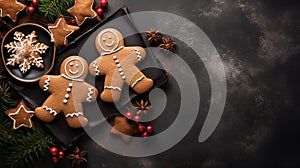 copy space, stockphoto, Beautiful background with gingerbread cookies, Christmas cookies, background for Christmas