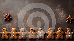 copy space, stockphoto, Beautiful background with gingerbread cookies, Christmas cookies, background for Christmas