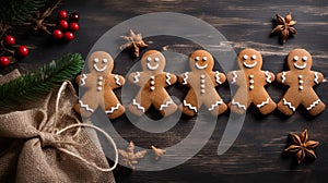 copy space, stockphoto, Beautiful background with gingerbread cookies, Christmas cookies, background for Christmas