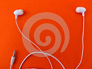 Copy space between two white ear buds