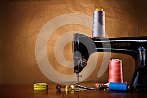 Copy space vintage sewing tools