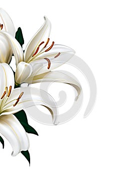 Elegant White Lilies Illustration with Transparent Background photo