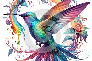 Artistic Hummingbird in Rainbowcore