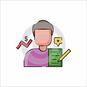 Copy Write expert Avatar with flat design style and line art