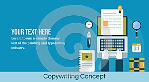 Copy writing concept - flat design vector web banner