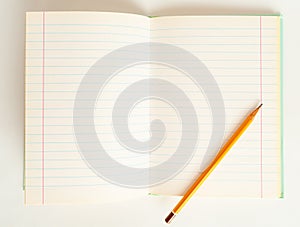 Copybook Mockup, Notebook on Office Desk with Copy Space for Text, Moleskin Template