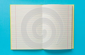 Copybook Mockup, Notebook on Office Desk with Copy Space for Text, Moleskin Template photo