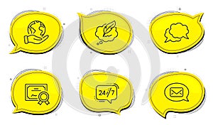 Copyright chat, Messenger and Chat message icons set. 24/7 service sign. Vector