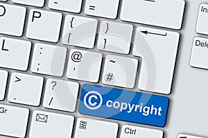 Copyright concept PC computer keyboard 3d illustration