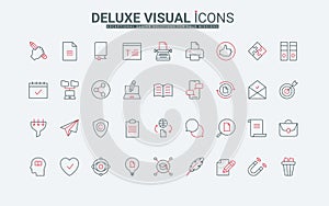 Copyright, creative content creation, search and protection, storytelling line icons set