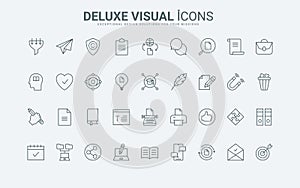 Copyright, creative content creation, search and protection, storytelling line icons set