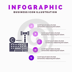 Copyright, Digital, Internet, Law, Lawyer Solid Icon Infographics 5 Steps Presentation Background