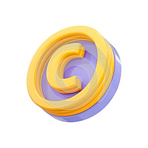 Copyright icon 3d render concept on white background
