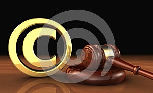 Copyright Icon And Gavel Law Symbol