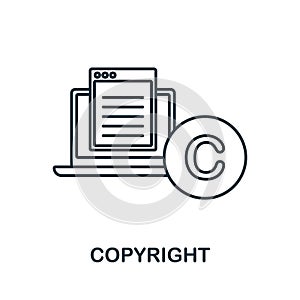 Copyright icon. Line element from content marketing collection. Linear Copyright icon sign for web design, infographics