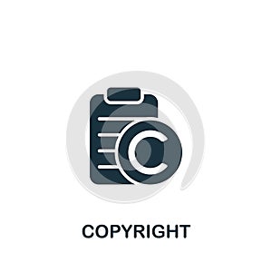 Copyright icon. Monochrome simple sign from intellectual property collection. Copyright icon for logo, templates, web
