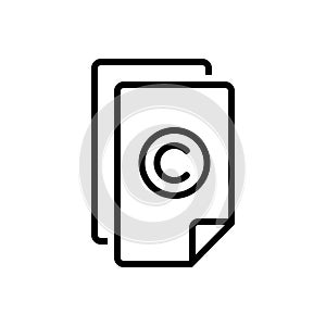 Black line icon for Copyright, possess and take photo