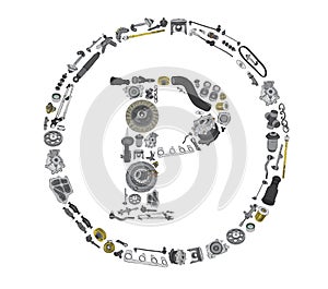 Copyright icone with auto parts for car
