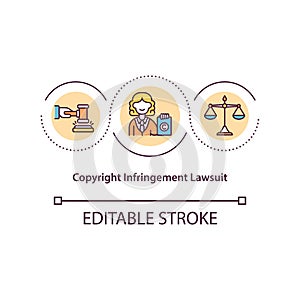 Copyright infringement lawsuit concept icon