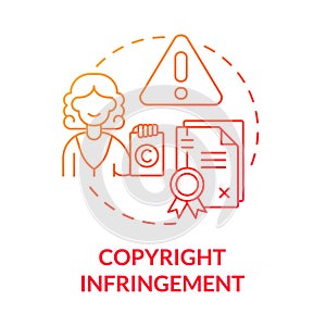 Copyright infringement red gradient concept icon