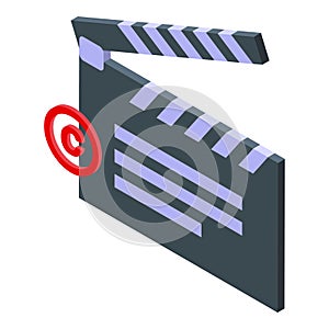 Copyright law clapper icon isometric vector. Legal protection